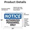 Signmission Authorized Personnel Only OSHA Notice Sign, Vinyl Decal, 24in W x 18in L, 2PK OS-2PACK-NS-D-1824-L-15277 - alternate 2